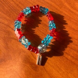 Elegant Red and Blue Beaded Bracelet